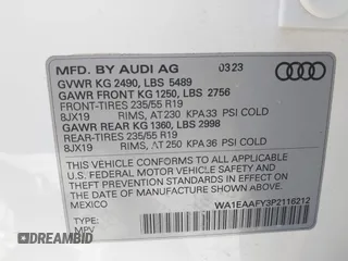 2023 Audi Q5 S line Premium Plus z VIN WA1EAAFY3P2116212, wystawiony jako IAAI lot #41779665 z przebiegiem 32 605 mil mil oraz . Historia ofert i sprzedaży dostępna na DreamBid. Obrazek 9.