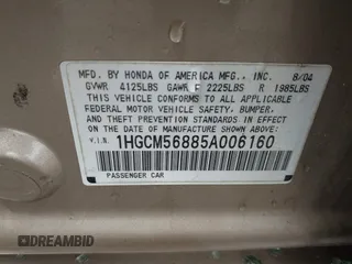 2005 Honda Accord EX-L z VIN 1HGCM56885A006160, wystawiony jako IAAI lot #42366484 z przebiegiem 114 828 mil mil oraz . Historia ofert i sprzedaży dostępna na DreamBid. Obrazek 9.