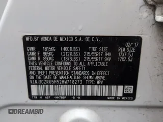 2017 Honda HR-V EX with VIN 3CZRU5H52HM718273, listed as a Copart auction lot 50614125 with 83,355 mi miles and Salvage Title. Bid and sale history available at carsss.com. Image 13.