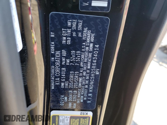2024 Kia Carnival EX with VIN KNDNC5H35R6434014, listed as a Copart auction lot 85196494 with 25,962 mi miles and Salvage Title. Bid and sale history available at carsss.com. Image 15.