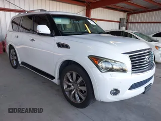 2012 Infiniti QX56 8-passenger with VIN JN8AZ2ND0C9715396, listed as a IAAI auction lot 41267602 with 206,630 mi miles and . Bid and sale history available at DreamBid. Image 1.