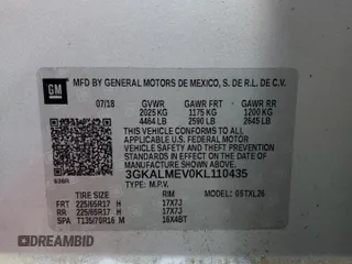 2019 GMC Terrain SLE with VIN 3GKALMEV0KL110435, listed as a Copart auction lot 52237785 with 100,185 mi miles and Non Repairable. Bid and sale history available at DreamBid. Image 12.