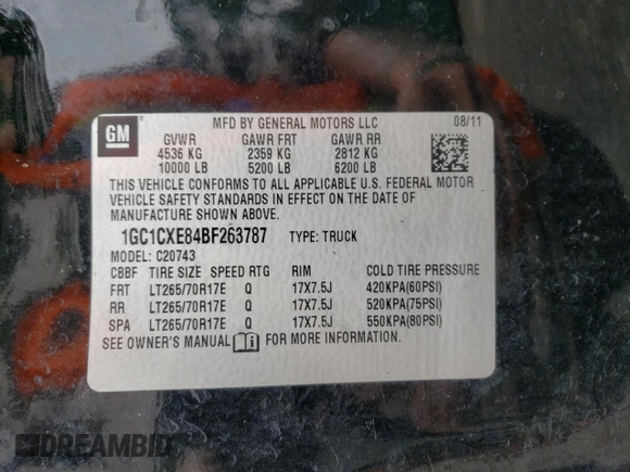 2011 Chevrolet Silverado 2500HD LT with VIN 1GC1CXE84BF263787, listed as a Copart auction lot 68291902 with 143,521 mi miles and Salvage Title. Bid and sale history available at carsss.com. Image 14.