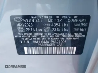 2023 Hyundai Sonata SEL z VIN KMHL64JA1PA321006, wystawiony jako IAAI lot #38313188 z przebiegiem 12 619 mil mil oraz . Historia ofert i sprzedaży dostępna na DreamBid. Obrazek 9.
