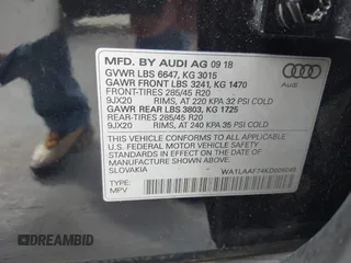 2019 Audi Q7 Premium Plus with VIN WA1LAAF74KD009049, listed as a IAAI auction lot 42745159 with 70,472 mi miles and . Bid and sale history available at DreamBid. Image 9.