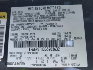 2016 Ford Mustang EcoBoost with VIN 1FA6P8TH3G5202632, listed as a IAAI auction lot 41800635 with 60,682 mi miles and . Bid and sale history available at DreamBid. Image 9.