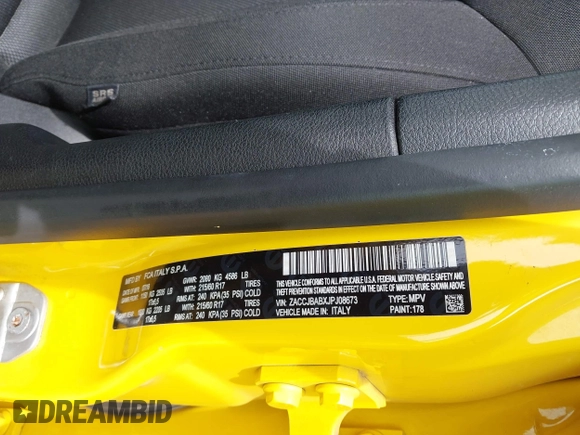 2018 Jeep Renegade Upland z VIN ZACCJBABXJPJ08673, wystawiony jako IAAI lot #42274730 z przebiegiem 150 170 mil mil oraz . Historia ofert i sprzedaży dostępna na DreamBid. Obrazek 9.