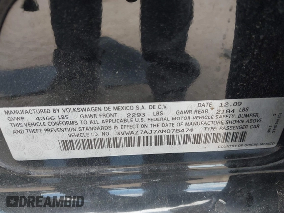 2010 Volkswagen Jetta Limited Edition с VIN 3VWAZ7AJ7AM078474, выставлен на аукционе IAAI как лот 41945264 с пробегом 161 362 миль миль и . История ставок и продаж доступна на DreamBid. Изображение 9.