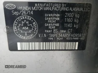 2015 Hyundai Sonata Limited z VIN 5NPE34AB5FH095932, wystawiony jako Copart lot #61799995 z przebiegiem 270 615 mil mil oraz Szkoda całkowita • Salvage title. Historia ofert i sprzedaży dostępna na DreamBid. Obrazek 12.
