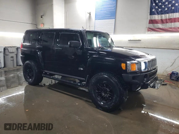 2007 Hummer H3 SUV with VIN 5GTDN13E578119621, listed as a Copart auction lot 41521255 with 142,776 mi miles and Salvage Title. Bid and sale history available at DreamBid. Image 4.
