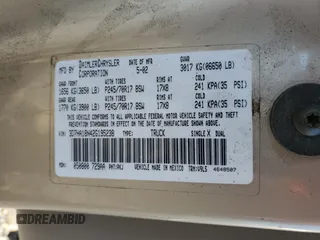 2002 Dodge 1500 z VIN 3D7HA18N42G195238, wystawiony jako Copart lot #57094715 z przebiegiem 185 931 mil mil oraz Szkoda całkowita • Salvage title. Historia ofert i sprzedaży dostępna na DreamBid. Obrazek 13.