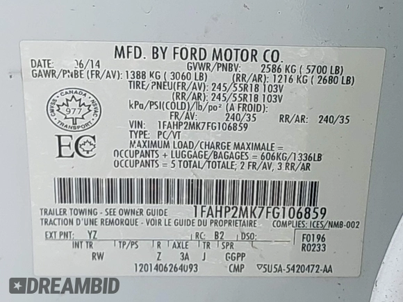 2015 Ford Police Interceptor с VIN 1FAHP2MK7FG106859, выставлен на аукционе IAAI как лот 42179520 с пробегом 177 300 миль миль и . История ставок и продаж доступна на DreamBid. Изображение 9.