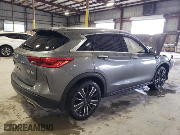 2021 Infiniti QX50 Luxe with VIN 3PCAJ5BA6MF123328, listed as a Copart auction lot 88411535 with 34,162 mi miles and Salvage title. Bid and sale history available at DreamBid. Image 3.