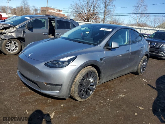 2024 Tesla Model Y Performance with VIN 7SAYGDEFXRA300503, listed as a Copart auction lot 46154395 with NaN miles and Salvage Title. Bid and sale history available at carsss.com. Image 1.