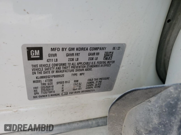2023 Buick Encore GX Select with VIN KL4MMDS21PB009522, listed as a Copart auction lot 45412475 with 29,155 mi miles and Salvage title. Bid and sale history available at DreamBid. Image 13.