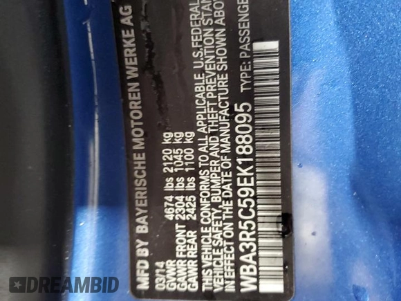 2014 BMW 4 Series 435i xDrive z VIN WBA3R5C59EK188095, wystawiony jako Copart lot #58068705 z przebiegiem 102 884 mil mil oraz Szkoda całkowita • Salvage title. Historia ofert i sprzedaży dostępna na DreamBid. Obrazek 13.