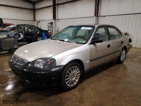 2000 Honda Civic LX with VIN 1HGEJ6577YL040566, listed as a Copart auction lot 47465115 with 216,273 mi miles and Salvage Title. Bid and sale history available at carsss.com. Image 1.