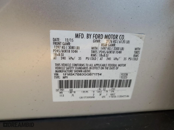 2016 Ford Explorer with VIN 1FM5K7B83GGB71754, listed as a Copart auction lot 43827485 with 103,392 mi miles and Salvage Title. Bid and sale history available at carsss.com. Image 13.