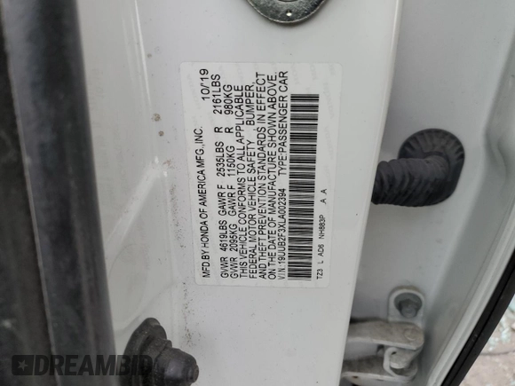 2020 Acura TLX with VIN 19UUB2F3XLA002394, listed as a Copart auction lot 77023934 with 44,512 mi miles and Salvage title. Bid and sale history available at DreamBid. Image 14.