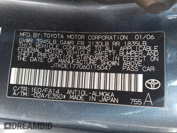 2006 Scion tC z VIN JTKDE177060115047, wystawiony jako IAAI lot #41967294 z przebiegiem 251 237 mil mil oraz . Historia ofert i sprzedaży dostępna na DreamBid. Obrazek 9.