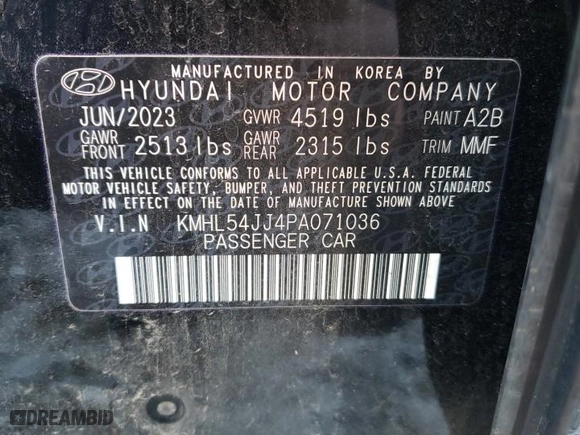 2023 Hyundai Sonata Hybrid Limited with VIN KMHL54JJ4PA071036, listed as a Copart auction lot 46209985 with 33,161 mi miles and Salvage Title. Bid and sale history available at carsss.com. Image 12.