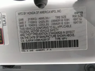 2019 Honda CR-V EX with VIN 5J6RW1H58KA026137, listed as a IAAI auction lot 33308036 with 1 mi miles. Bid and sale history available at carsss.com. Image 9.