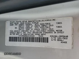 2002 Toyota Tacoma PreRunner with VIN 5TESM92N82Z140102, listed as a Copart auction lot 57904865 with 352,308 mi miles and Salvage title. Bid and sale history available at DreamBid. Image 12.