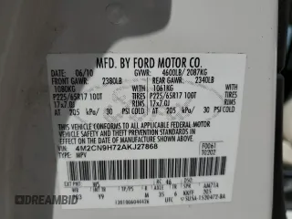2010 Mercury Mariner Premier z VIN 4M2CN9H72AKJ27868, wystawiony jako Copart lot #50773845 z przebiegiem 181 181 mil mil oraz Szkoda całkowita • Salvage title. Historia ofert i sprzedaży dostępna na DreamBid. Obrazek 13.