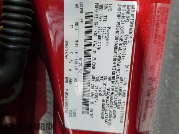 2016 Ford Focus Titanium with VIN 1FADP3J29GL274147, listed as a Copart auction lot 61377575 with 88,181 mi miles and Salvage title. Bid and sale history available at DreamBid. Image 12.