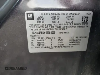 2014 GMC Terrain SLE with VIN 2GKALMEKXE6350025, listed as a Copart auction lot 85796324 with 132,285 mi miles and Salvage Title. Bid and sale history available at DreamBid. Image 13.