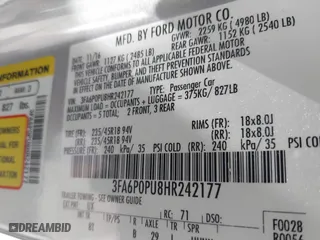 2017 Ford Fusion Energi SE with VIN 3FA6P0PU8HR242177, listed as a IAAI auction lot 42057898 with 119,435 mi miles. Bid and sale history available at carsss.com. Image 9.