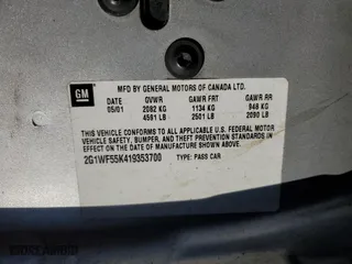 2001 Chevrolet Impala with VIN 2G1WF55K419353700, listed as a Copart auction lot 84012864 with 0 mi miles and Salvage Title. Bid and sale history available at carsss.com. Image 12.