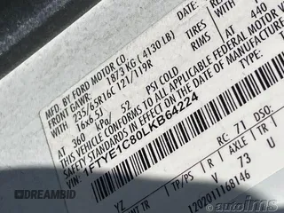 2020 Ford Transit Cargo with VIN 1FTYE1C80LKB64224, listed as a IAAI auction lot 42729880 with 119,358 mi miles and . Bid and sale history available at DreamBid. Image 17.