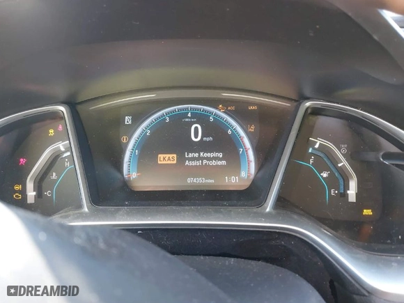 2019 Honda Civic Sedan EX-L with VIN 19XFC1F73KE211652, listed as a IAAI auction lot 41816810 with 74,353 mi miles. Bid and sale history available at carsss.com. Image 7.