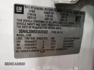 2014 Chevrolet Captiva Sport LS with VIN 3GNAL2EK6ES626922, listed as a Copart auction lot 53092604 with 100,690 mi miles and Non Repairable. Bid and sale history available at DreamBid. Image 14.