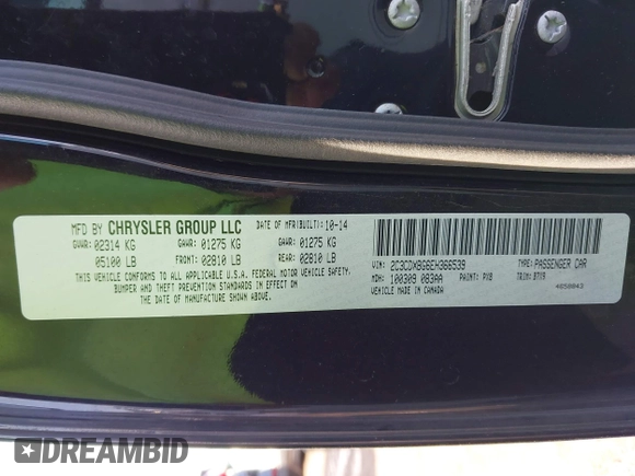 2014 Dodge Charger SE with VIN 2C3CDXBG6EH366539, listed as a IAAI auction lot 41927645 with 134,198 mi miles and . Bid and sale history available at carsss.com. Image 9.