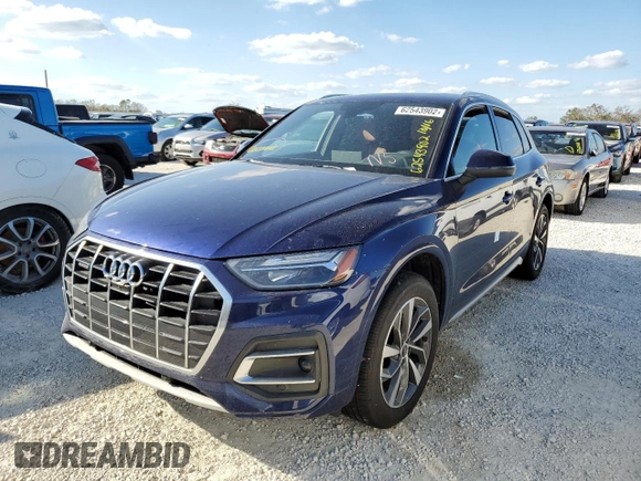 2021 Audi Q5 Premium Plus with VIN WA1BAAFYXM2033603, listed as a Copart auction lot 62543902 with 0 mi miles. Bid and sale history available at carsss.com. Image 2.