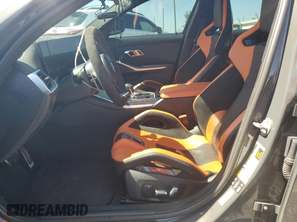 2023 BMW M3 Competition xDrive with VIN WBS43AY08PFN58052, listed as a Copart auction lot 57054885 with 28,675 mi miles and Salvage title. Bid and sale history available at DreamBid. Image 7.