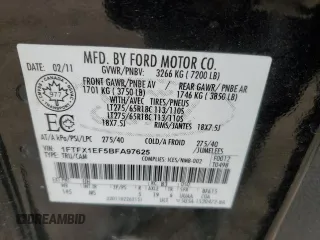 2011 Ford F-150 XL with VIN 1FTFX1EF5BFA97625, listed as a Copart auction lot 50976075 with 180,115 mi miles and Clean Title. Bid and sale history available at carsss.com. Image 12.
