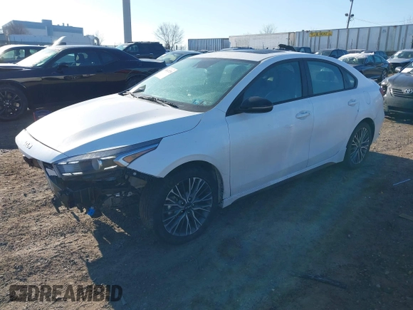 2022 Kia Forte GT-Line with VIN 3KPF54ADXNE485587, listed as a IAAI auction lot 41672256 with 26,337 mi miles and . Bid and sale history available at carsss.com. Image 2.