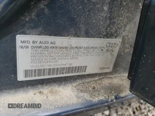 2009 Audi A4 Premium Plus with VIN WAUSF78K39A098158, listed as a Copart auction lot 55299645 with Not provided miles and Clean title. Bid and sale history available at DreamBid. Image 12.