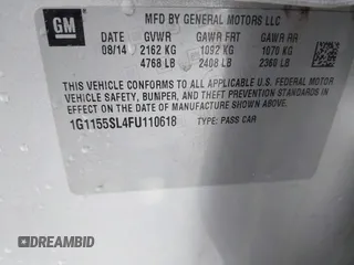 2015 Chevrolet Impala LTZ with VIN 1G1155SL4FU110618, listed as a IAAI auction lot 41817087 with 194,285 mi miles and . Bid and sale history available at DreamBid. Image 9.