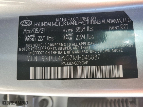 2021 Hyundai Elantra SE with VIN 5NPLL4AG7MH045887, listed as a Copart auction lot 51964195 with 60,556 mi miles and Clean Title. Bid and sale history available at carsss.com. Image 12.