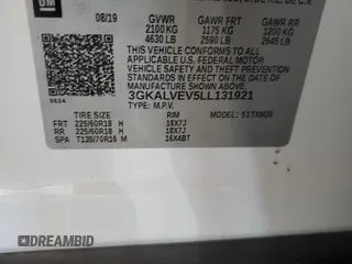 2020 GMC Terrain SLT with VIN 3GKALVEV5LL131921, listed as a Copart auction lot 52604825 with 123,300 mi miles and Salvage Title. Bid and sale history available at carsss.com. Image 12.