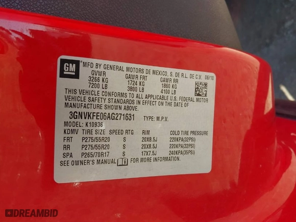 2010 Chevrolet Avalanche LT with VIN 3GNVKFE06AG271631, listed as a IAAI auction lot 41422836 with 215,288 mi miles. Bid and sale history available at carsss.com. Image 9.