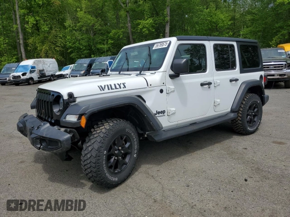 2021 Jeep Wrangler Unlimited Willys z VIN 1C4HJXDN3MW731183, wystawiony jako Copart lot #56769575 z przebiegiem 34 624 mil mil oraz Szkoda całkowita • Salvage title. Historia ofert i sprzedaży dostępna na DreamBid. Obrazek 1.