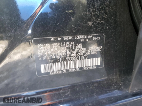 2024 Subaru Impreza with VIN JF1GUABC0R8311979, listed as a Copart auction lot 88498285 with 57,009 mi miles and Salvage Title. Bid and sale history available at DreamBid. Image 13.