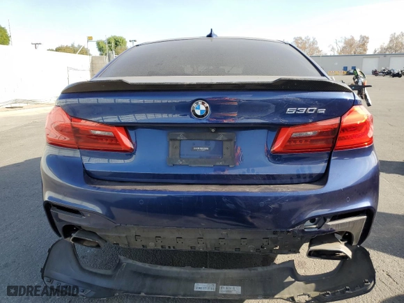 2019 BMW 5 Series 530e iPerformance with VIN WBAJA9C51KB389944, listed as a Copart auction lot 87080924 with 83,935 mi miles and Salvage Title. Bid and sale history available at carsss.com. Image 6.