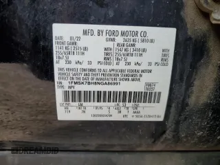 2022 Ford Explorer with VIN 1FMSK7BH8NGA86991, listed as a Copart auction lot 41907064 with 80,555 mi miles and Salvage Title. Bid and sale history available at carsss.com. Image 13.