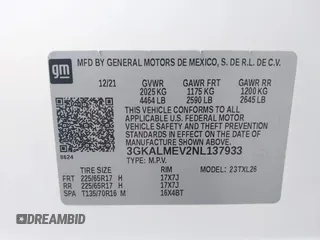 2022 GMC Terrain SLE z VIN 3GKALMEV2NL137933, wystawiony jako IAAI lot #42337794 z przebiegiem 55 307 mil mil oraz . Historia ofert i sprzedaży dostępna na DreamBid. Obrazek 9.